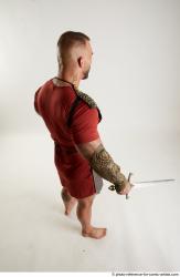 Man Adult Muscular White Fighting with sword Standing poses Army